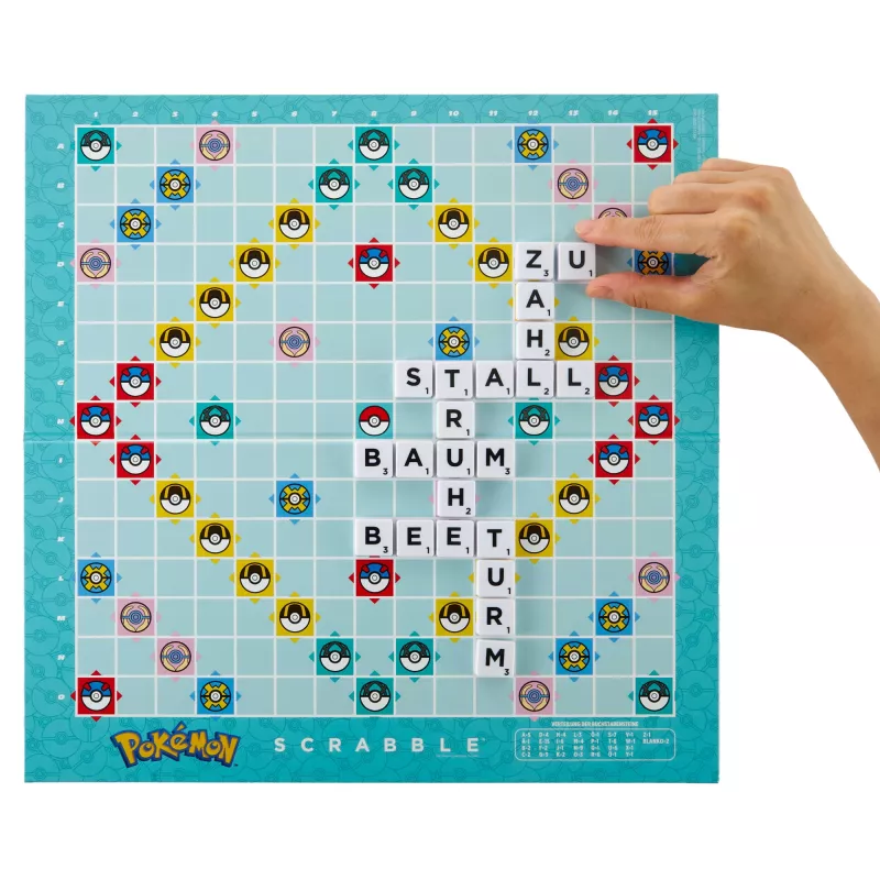 Games Scrabble Pokémon Board Game, Classic Family Word Game with Two Ways to Play for 2-4 Players, German Edition