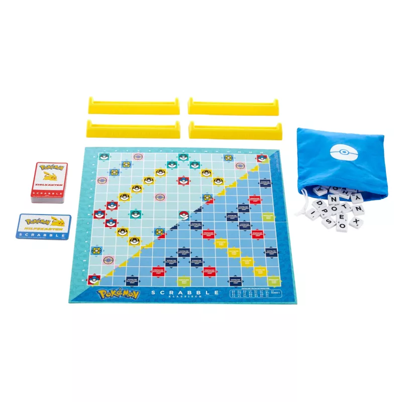 Games Scrabble Pokémon Board Game, Classic Family Word Game with Two Ways to Play for 2-4 Players, German Edition