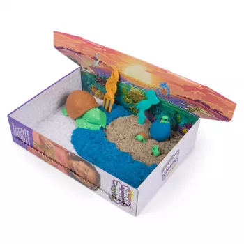 Kinetic Sand , Project Planet Turtle Beach with 14oz Play Sand, Tools & Molds, Sustainably Minded Eco Friendly Materials, Sensory Toys for Kids