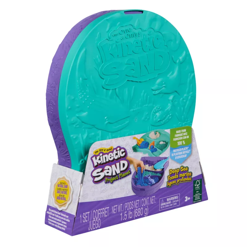 Children's Kinetic Sand Spinmaster Project Planet Deep Sea — 24 oz play sand with sea creature tools, multicolour