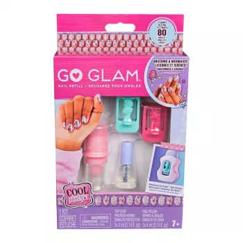 Cool Maker , GO GLAM Nail Kit Refill, Unicorn & Mermaid Designs, Style 80 Nails (Packaging May Vary), Arts and Crafts Kids Toys for Ages 7 and up