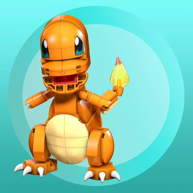 MEGA Pokémon Build & Show Charmander toy building set, 4 inches tall,