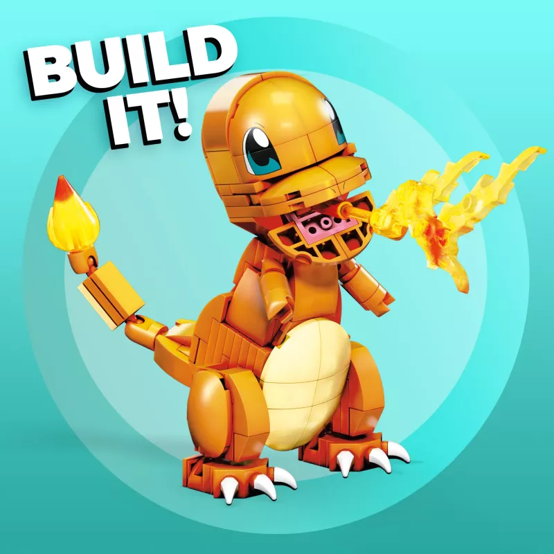 MEGA Pokémon Build & Show Charmander toy building set, 4 inches tall,