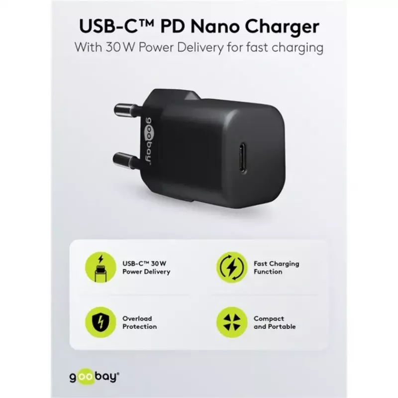 GOOBAY Charger 64574 30W USB‑C PD to Apple Lightning Cable 1 m, Black