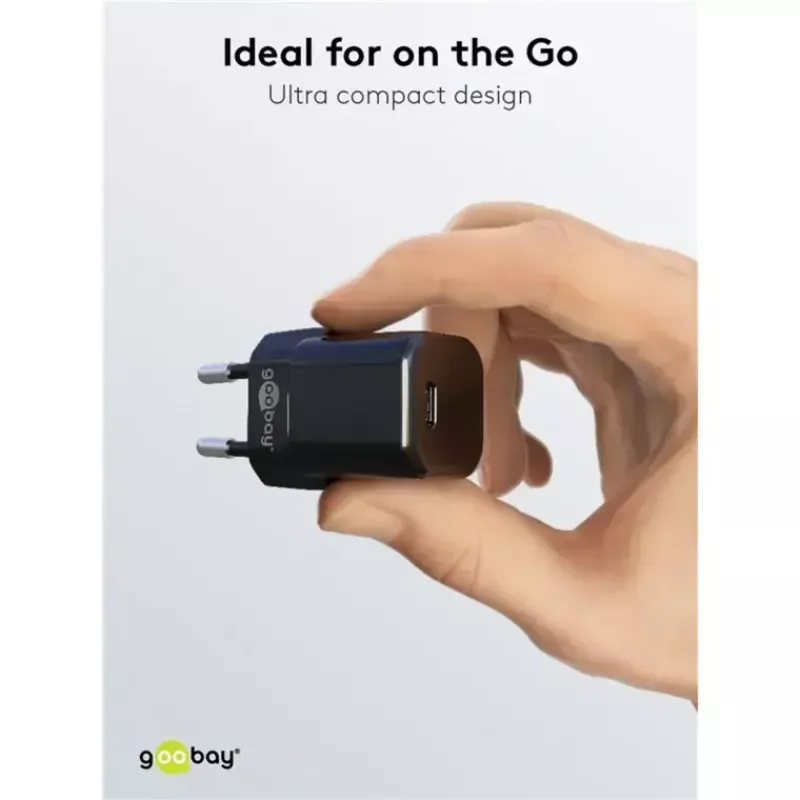 Charger GOOBAY 61083 20W PD with 1 m cable — USB-C power adapter, 20 W output