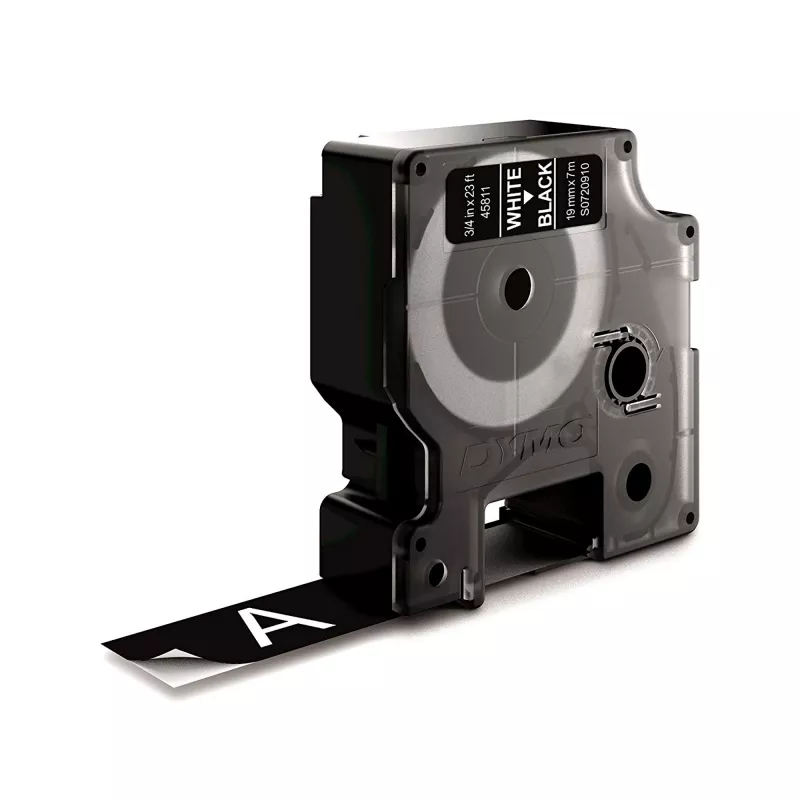 DYMO Authentic D1 Labels | White Print on Black Tape | 19 mm x 7 m | Self-Adhesive Labels for LabelManager Label Makers | Made in Europe