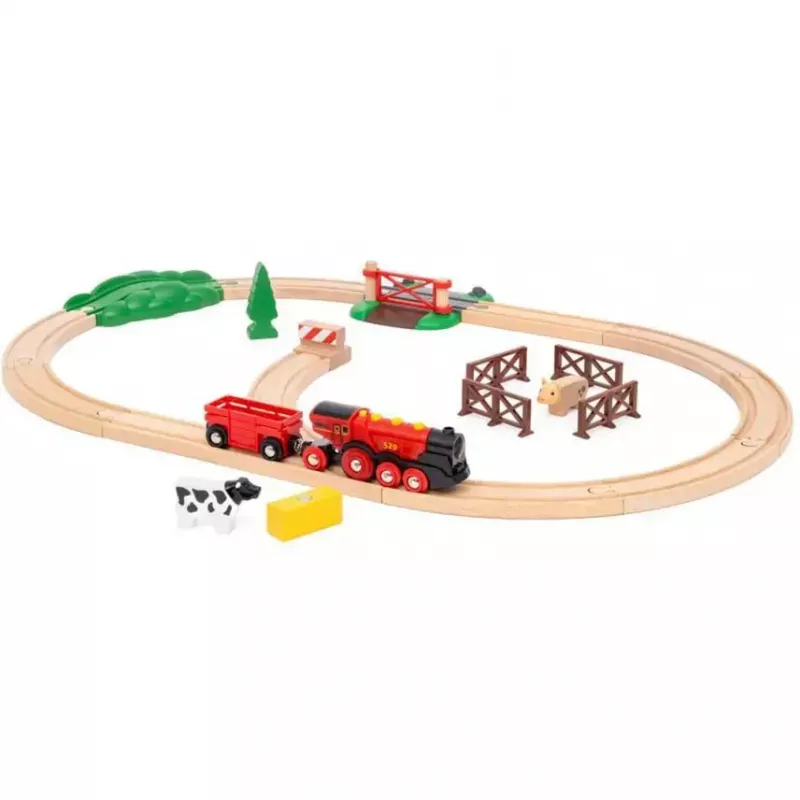 Ravensburger BRIO World Red Lola Farm Train Set – wooden toy train playset