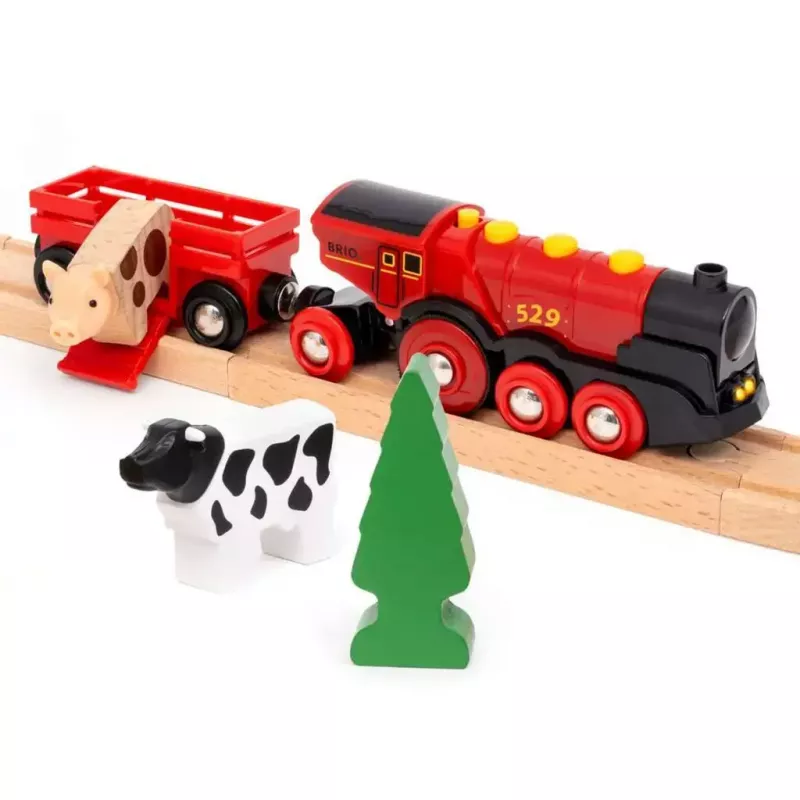 Ravensburger BRIO World Red Lola Farm Train Set – wooden toy train playset