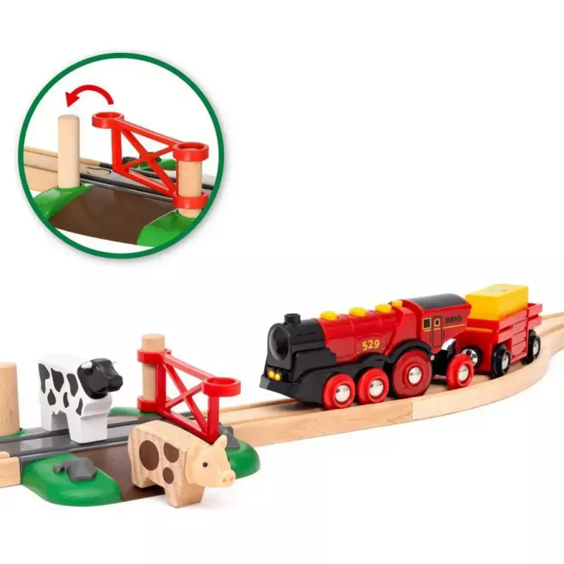 Ravensburger BRIO World Red Lola Farm Train Set – wooden toy train playset