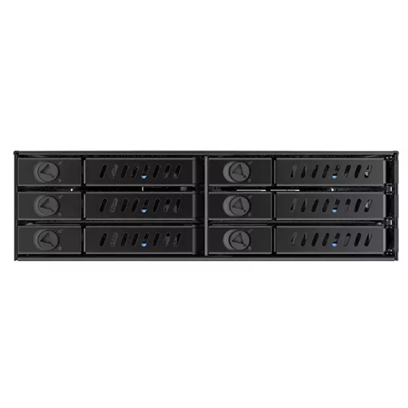 Chieftec CMR-625 6-Bay 2.5 inch SATA Hot-Swap Mobile Rack for 5.25 inch Bay, Trayless, Key Lock, Black