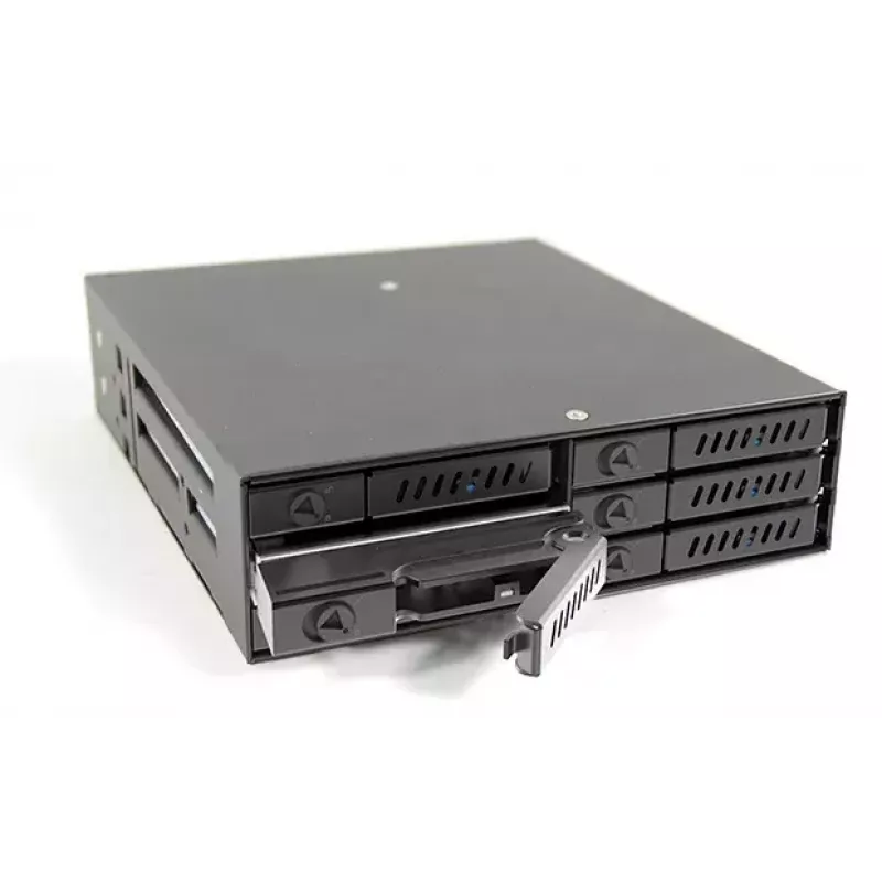 Chieftec CMR-625 6-Bay 2.5 inch SATA Hot-Swap Mobile Rack for 5.25 inch Bay, Trayless, Key Lock, Black