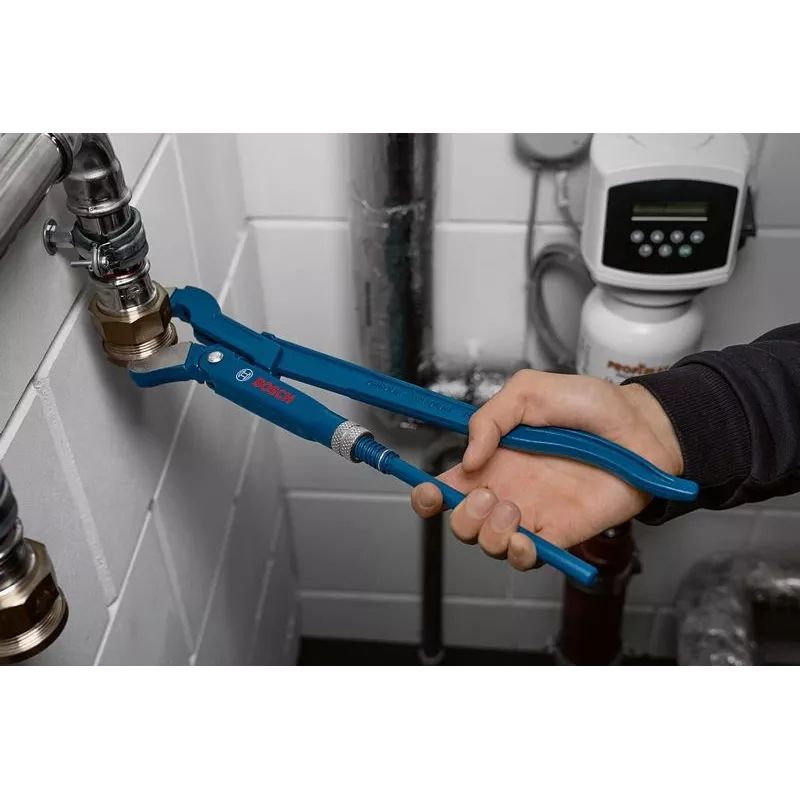 Bosch Professional 45 deg Angled Plumbing Pipe Wrench, 420 mm, S-Jaw (1 600 A02 W3T)