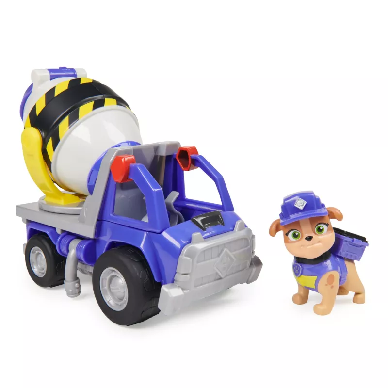 Rubble & Crew , Mix’s Cement Mixer Toy Truck with Action Figure and Movable Construction Toys, Kids Toys for Ages 3 and Up