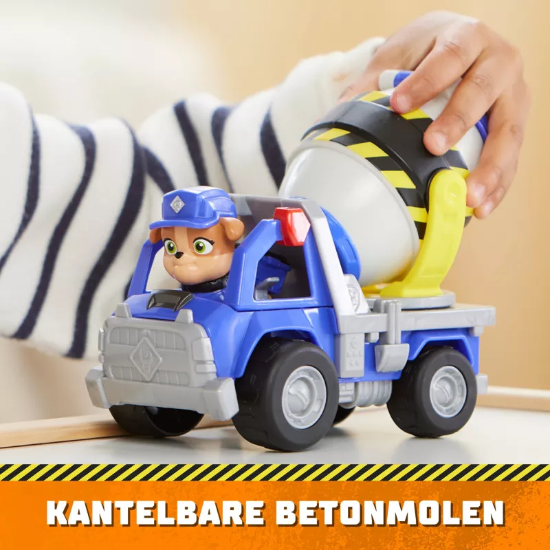 Rubble & Crew , Mix’s Cement Mixer Toy Truck with Action Figure and Movable Construction Toys, Kids Toys for Ages 3 and Up
