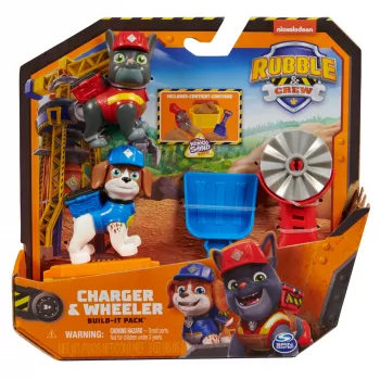Rubble & Crew , Charger & Wheeler Action Figures, with Kinetic Build-It Sand & 2 Building Tools, PAW Patrol Kids Toys for Boys & Girls Ages 3 and Up