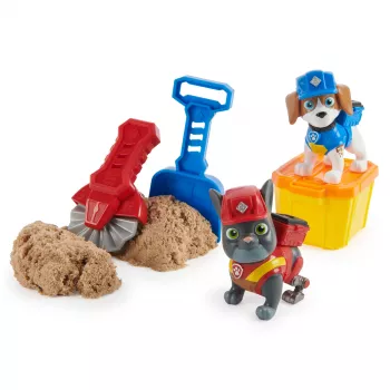 Rubble & Crew , Charger & Wheeler Action Figures, with Kinetic Build-It Sand & 2 Building Tools, PAW Patrol Kids Toys for Boys & Girls Ages 3 and Up