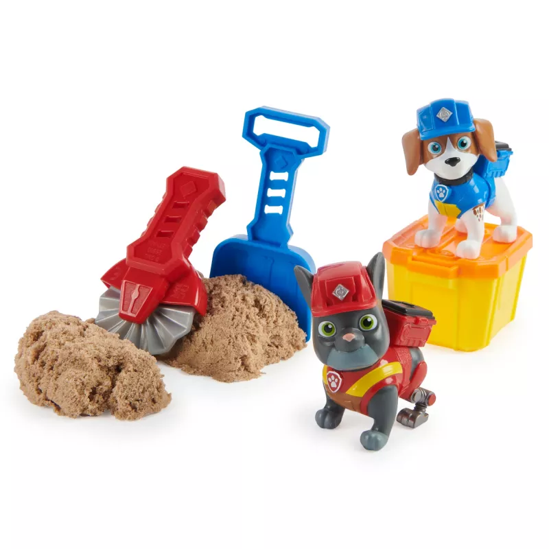 Rubble & Crew , Charger & Wheeler Action Figures, with Kinetic Build-It Sand & 2 Building Tools, PAW Patrol Kids Toys for Boys & Girls Ages 3 and Up