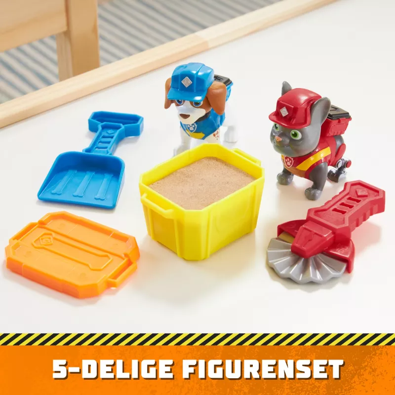 Rubble & Crew , Charger & Wheeler Action Figures, with Kinetic Build-It Sand & 2 Building Tools, PAW Patrol Kids Toys for Boys & Girls Ages 3 and Up
