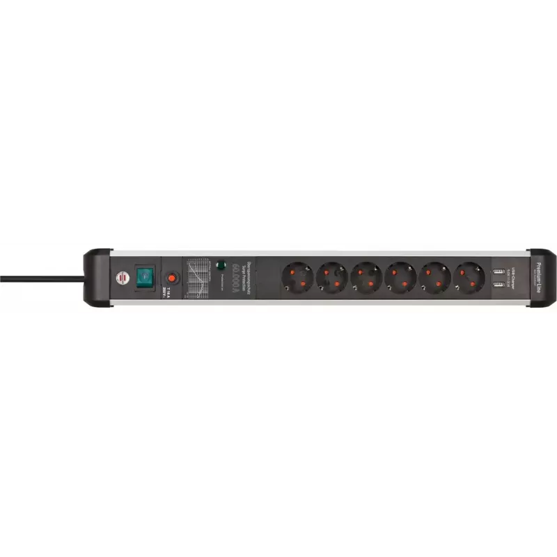 Power Extension Brennenstuhl 1391010610 3m 6 AC Outlets Indoor Black Silver