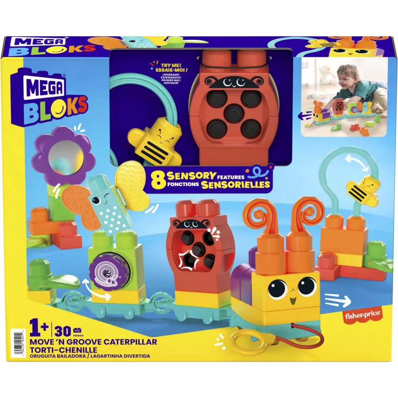 Building set MEGA BLOKS Move 'n Groove Caterpillar by MATTEL — 30 pieces, plastic, multicolour, age 1+