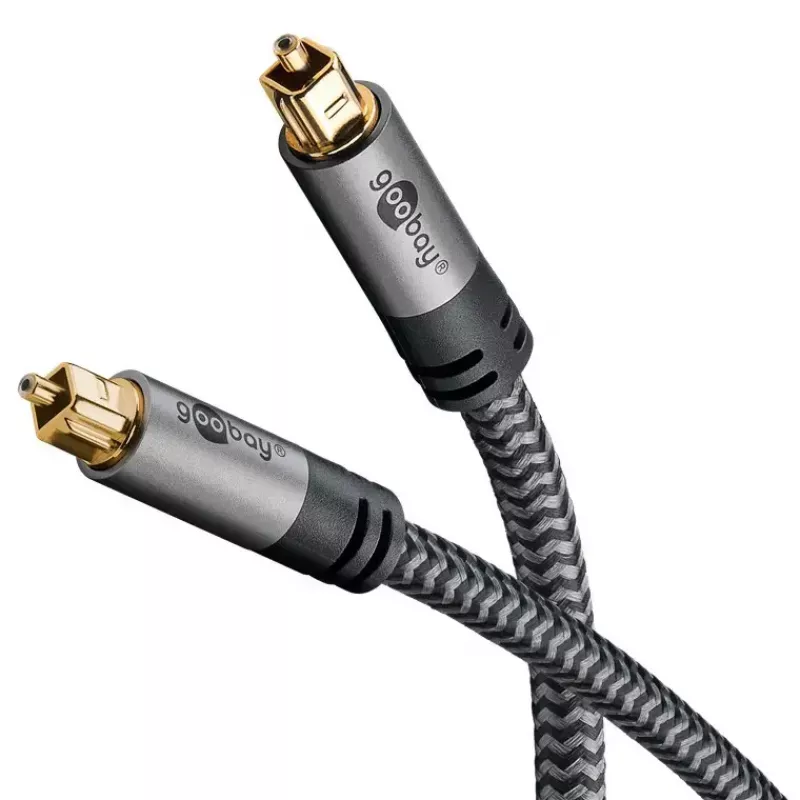 Digital optical audio cable WENTRONIC Goobay 65305 TOSLINK to TOSLINK 2 m, copper, gold-plated contacts, black/silver
