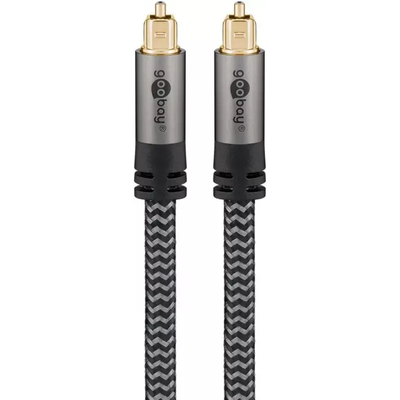 Digital optical audio cable WENTRONIC Goobay 65305 TOSLINK to TOSLINK 2 m, copper, gold-plated contacts, black/silver