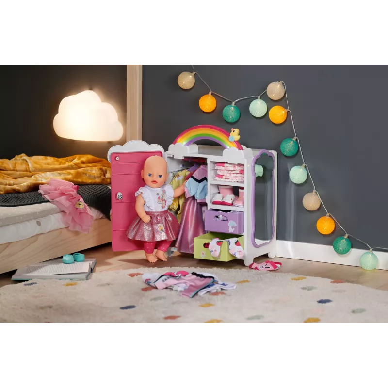 Doll wardrobe zapf creation BABY born Rainbow Wardrobe — for dolls, light effects, requires 3×AAA batteries, recommended age 3+