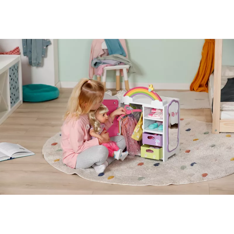 Doll wardrobe zapf creation BABY born Rainbow Wardrobe — for dolls, light effects, requires 3×AAA batteries, recommended age 3+