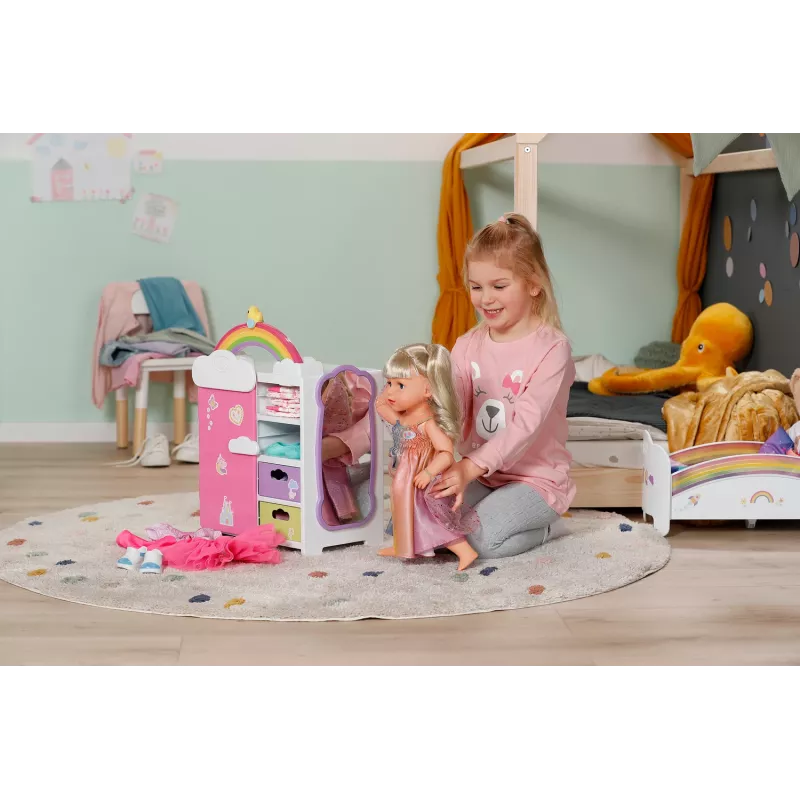 Doll wardrobe zapf creation BABY born Rainbow Wardrobe — for dolls, light effects, requires 3×AAA batteries, recommended age 3+