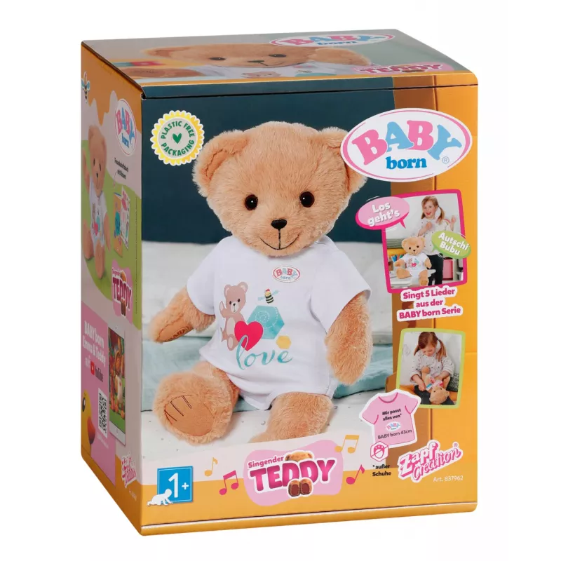 Soft toy zapf creation BABY born Singing Teddy 837962 — plush singing teddy bear for dolls