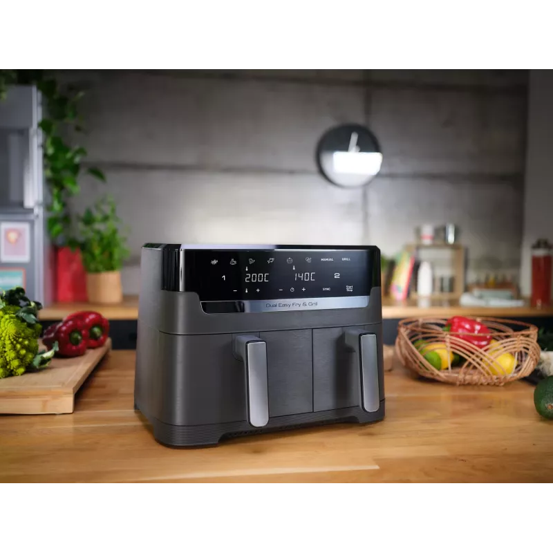Tefal Dual Easy Fry & Grill EY905B Double 8.3 L Stand-alone 2700 W Hot air fryer Grey