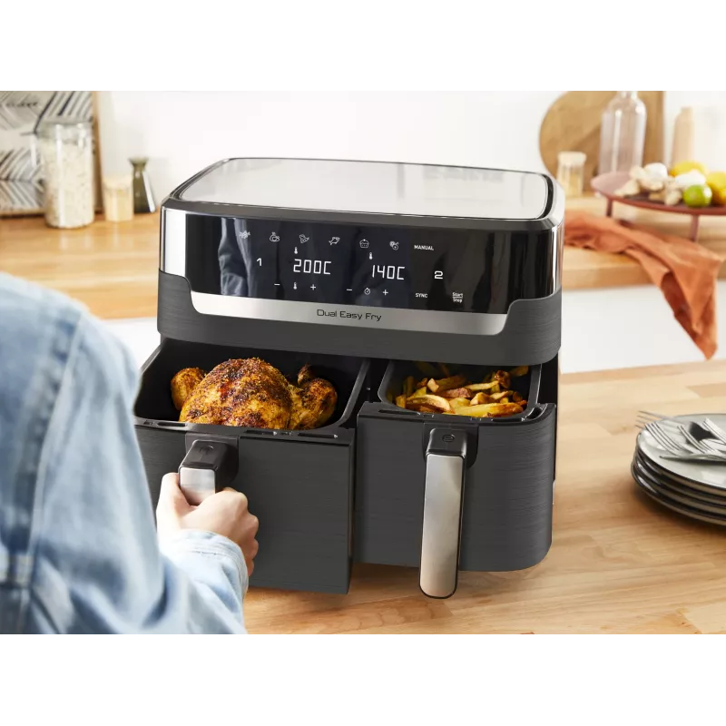 Tefal Dual Easy Fry & Grill EY905B Double 8.3 L Stand-alone 2700 W Hot air fryer Grey