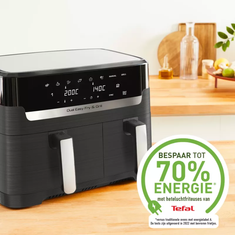 Tefal Dual Easy Fry & Grill EY905B Double 8.3 L Stand-alone 2700 W Hot air fryer Grey