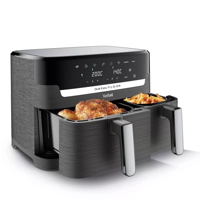 Tefal Dual Easy Fry & Grill EY905B Double 8.3 L Stand-alone 2700 W Hot air fryer Grey