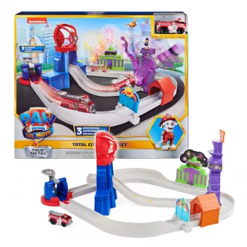 PAW Patrol , True Metal Total City Rescue Movie Track Set with Exclusive Marshall Vehicle, 1:55 Scale, Kids Toys for Ages 3 and up