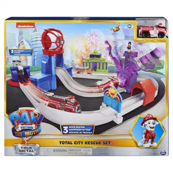 PAW Patrol , True Metal Total City Rescue Movie Track Set with Exclusive Marshall Vehicle, 1:55 Scale, Kids Toys for Ages 3 and up