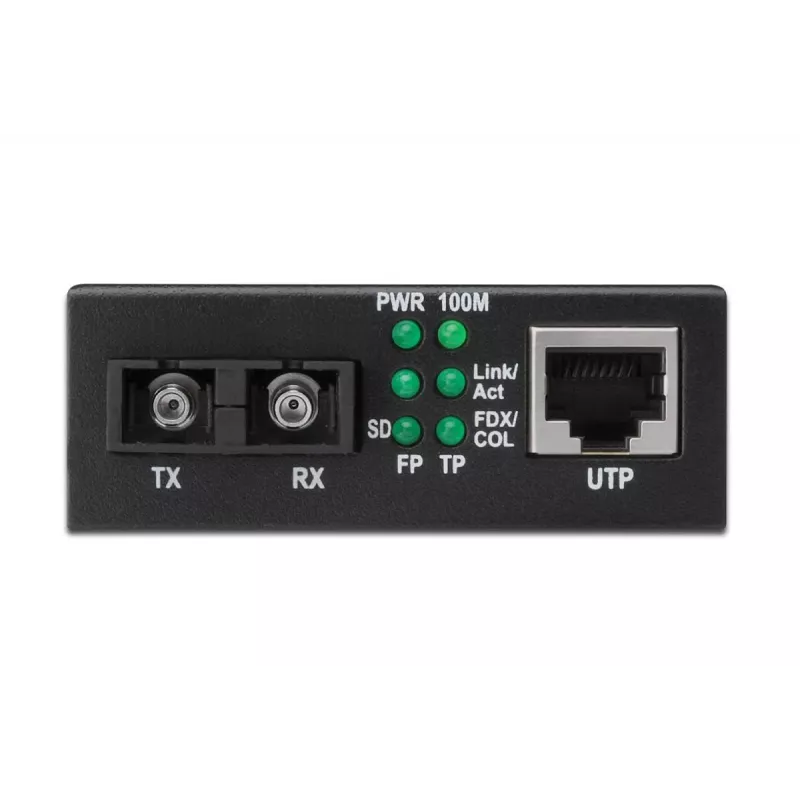 DIGITUS Media Converter, Multimode 10/100Base-TX to 100Base-FX, Incl. PSU SC connector, Up to 2km