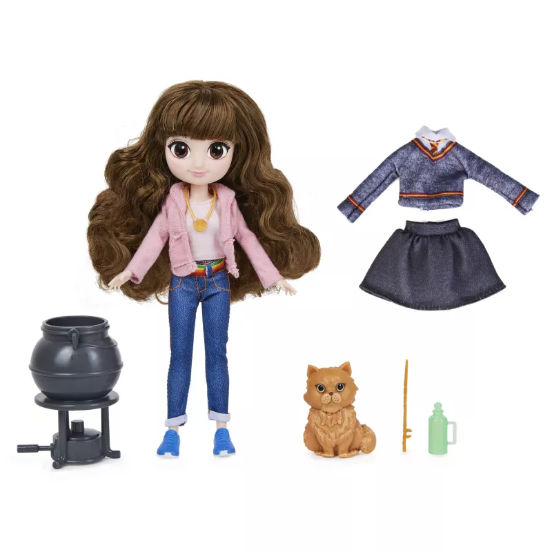 Wizarding World Harry Potter, 8-inch Brilliant Hermione Granger Doll Gift Set with 5 Accessories and 2 Outfits, Kids Toys for Ages 6 and up