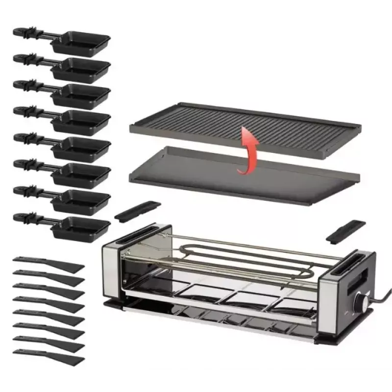 Unold 48730 raclette grill 8 person(s) 1200 W Black, Stainless steel