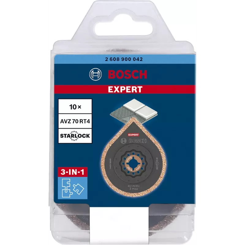 BOSCH Grout remover Expert AVZ 70 RT4 Grout + Abrasive, Ø 70 mm, saw blade 10 pieces, Carbide-RIFF, cutting width 2.5 mm