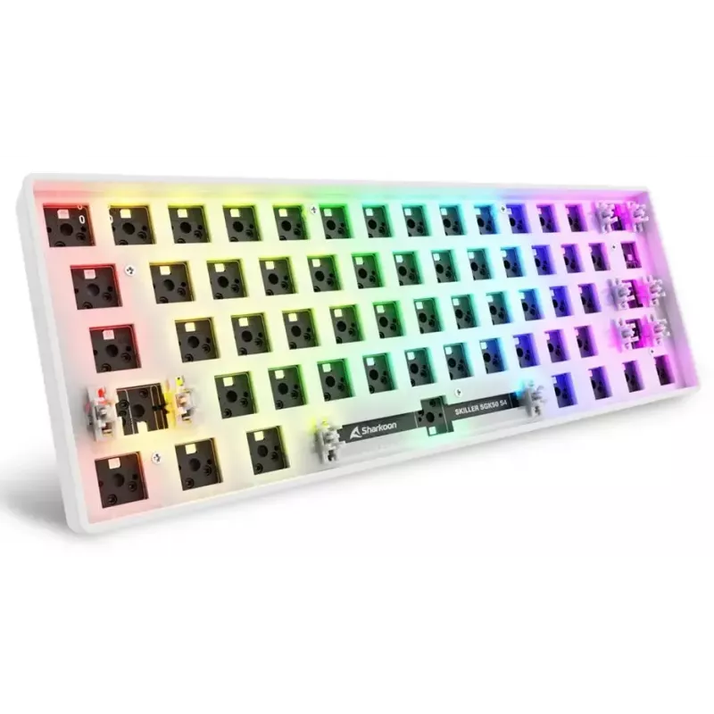 Compact 60% wired keyboard Sharkoon SKILLER SGK50 S4 — QWERTY German layout, RGB backlight, USB, 1.5 m cable, white