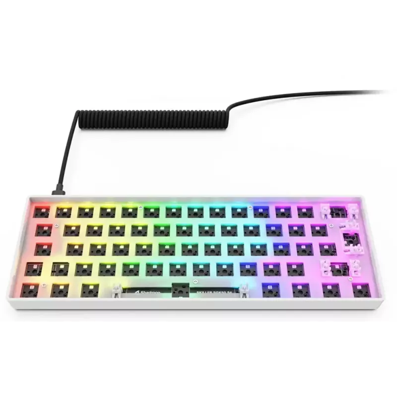 Compact 60% wired keyboard Sharkoon SKILLER SGK50 S4 — QWERTY German layout, RGB backlight, USB, 1.5 m cable, white