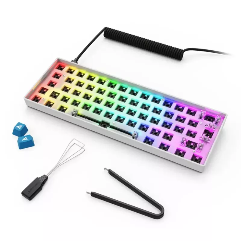 Compact 60% wired keyboard Sharkoon SKILLER SGK50 S4 — QWERTY German layout, RGB backlight, USB, 1.5 m cable, white