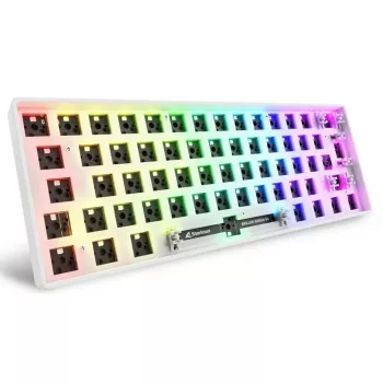 Compact 60% wired keyboard Sharkoon SKILLER SGK50 S4 — QWERTY German layout, RGB backlight, USB, 1.5 m cable, white