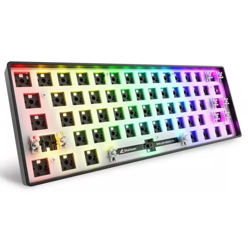 Mechanical compact 60% keyboard Sharkoon SKILLER SGK50 S4 — Wired USB, QWERTY German layout, RGB backlight, 1.5 m cable, black