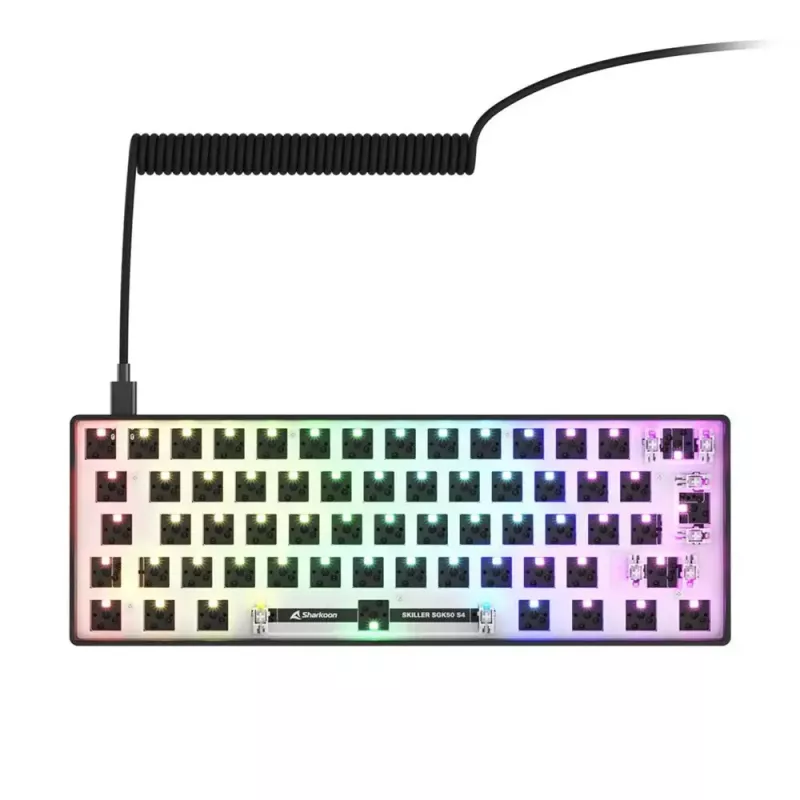 Mechanical compact 60% keyboard Sharkoon SKILLER SGK50 S4 — Wired USB, QWERTY German layout, RGB backlight, 1.5 m cable, black