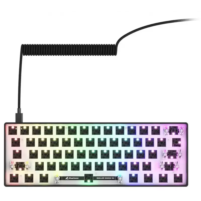 Mechanical compact 60% keyboard Sharkoon SKILLER SGK50 S4 — Wired USB, QWERTY German layout, RGB backlight, 1.5 m cable, black