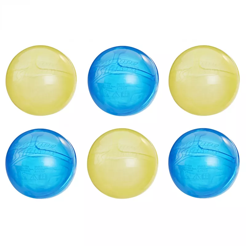 Water balloons HASBRO Nerf Super Soaker Hydro Balls — built-in water tank, 6 pcs, plastic, blue/yellow, age 6+