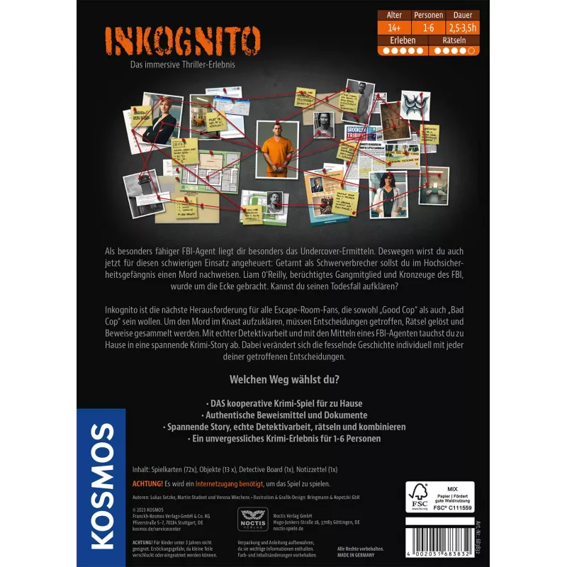 Kosmos Masters of Crime - Inkognito 150 min Board game Detective
