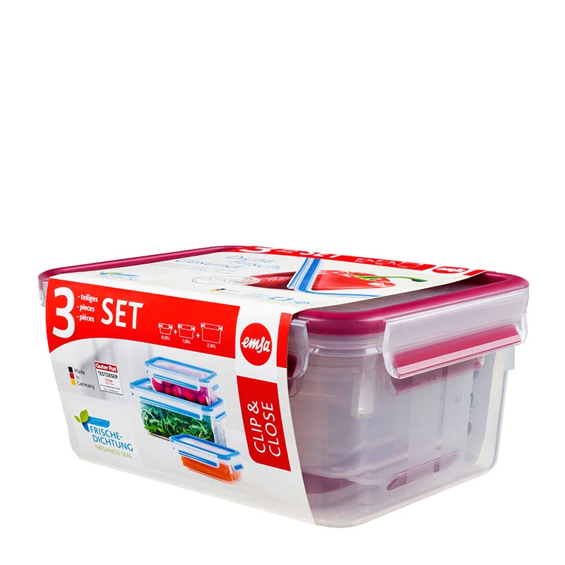 EMSA 508566 food storage container Rectangular Set Transparent 3 pc(s)